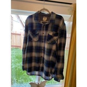 Vans Men's Large Flannel Shirt Long Sleeve Blue/Green/White Plaid Soft